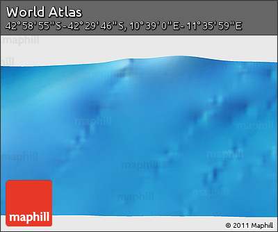 Shaded Relief 3D Map of the Area around 42° 44' 20" S, 11° 7' 30" E