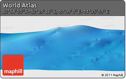 Physical Panoramic Map of the Area around 42° 44' 20" S, 11° 7' 30" E