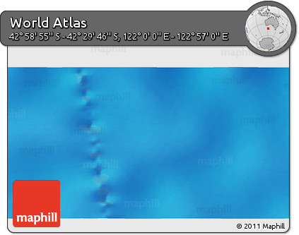 Physical 3D Map of the Area around 42° 44' 20" S, 122° 28' 29" E