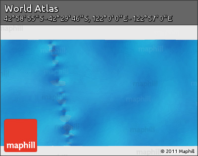 Physical 3D Map of the Area around 42° 44' 20" S, 122° 28' 29" E