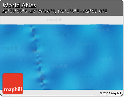 Physical 3D Map of the Area around 42° 44' 20" S, 122° 28' 29" E