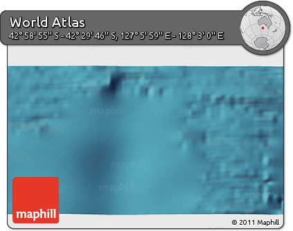 Satellite 3D Map of the Area around 42° 44' 20" S, 127° 34' 30" E