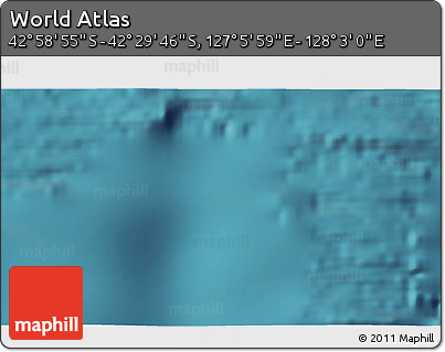 Satellite 3D Map of the Area around 42° 44' 20" S, 127° 34' 30" E