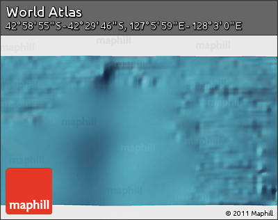 Satellite 3D Map of the Area around 42° 44' 20" S, 127° 34' 30" E