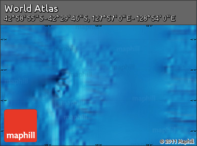 Physical Map of the Area around 42° 44' 20" S, 128° 25' 30" E