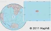 Gray Location Map of the area around 42° 44' 20" S, 12° 49' 29" E