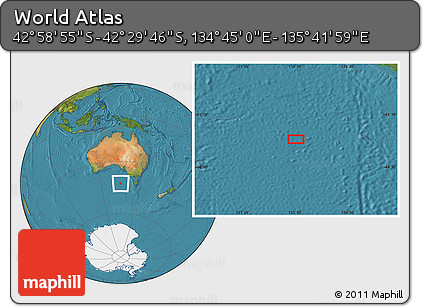Satellite Location Map of the Area around 42° 44' 20" S, 135° 13' 29" E