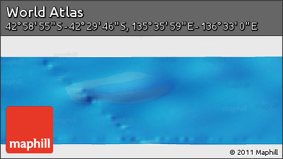 Physical Panoramic Map of the Area around 42° 44' 20" S, 136° 4' 29" E
