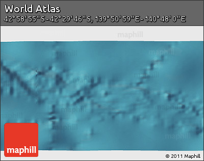 Satellite 3D Map of the Area around 42° 44' 20" S, 140° 19' 29" E