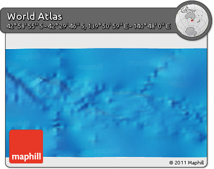 Shaded Relief 3D Map of the Area around 42° 44' 20" S, 140° 19' 29" E