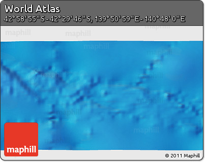 Shaded Relief 3D Map of the Area around 42° 44' 20" S, 140° 19' 29" E