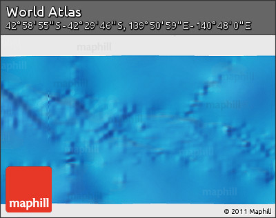 Shaded Relief 3D Map of the Area around 42° 44' 20" S, 140° 19' 29" E