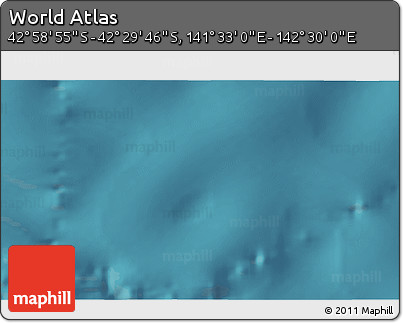 Satellite 3D Map of the Area around 42° 44' 20" S, 142° 1' 30" E