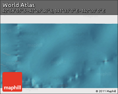 Satellite 3D Map of the Area around 42° 44' 20" S, 142° 1' 30" E