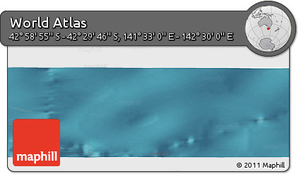 Satellite Panoramic Map of the Area around 42° 44' 20" S, 142° 1' 30" E