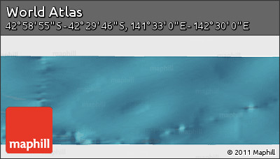Satellite Panoramic Map of the Area around 42° 44' 20" S, 142° 1' 30" E