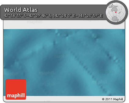 Satellite 3D Map of the Area around 42° 44' 20" S, 142° 52' 30" E