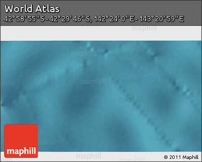 Satellite 3D Map of the Area around 42° 44' 20" S, 142° 52' 30" E