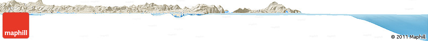 Shaded Relief Horizon Map of the Area around 42° 44' 20" S, 147° 58' 29" E