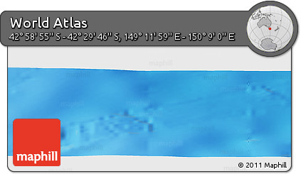 Physical Panoramic Map of the Area around 42° 44' 20" S, 149° 40' 30" E