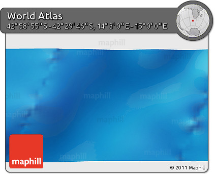 Physical 3D Map of the Area around 42° 44' 20" S, 14° 31' 30" E
