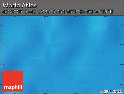 Physical Map of the Area around 42° 44' 20" S, 152° 13' 29" E