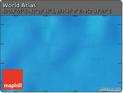 Physical Map of the Area around 42° 44' 20" S, 152° 13' 29" E