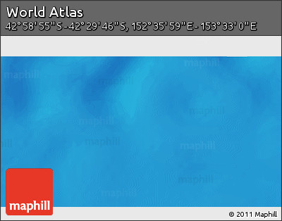 Physical 3D Map of the Area around 42° 44' 20" S, 153° 4' 29" E