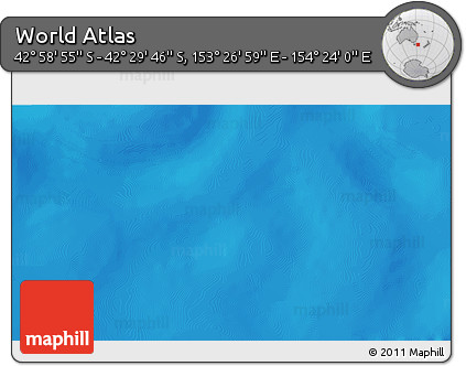 Physical 3D Map of the Area around 42° 44' 20" S, 153° 55' 30" E