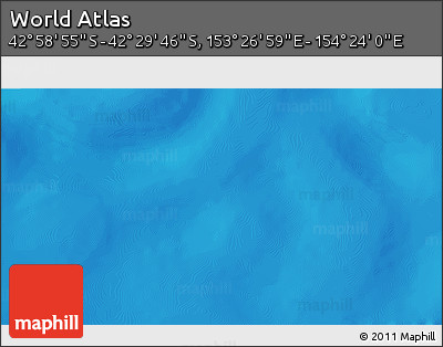 Physical 3D Map of the Area around 42° 44' 20" S, 153° 55' 30" E