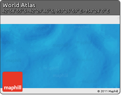 Physical 3D Map of the Area around 42° 44' 20" S, 153° 55' 30" E