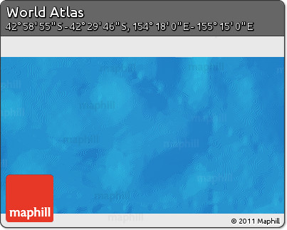 Physical 3D Map of the Area around 42° 44' 20" S, 154° 46' 30" E