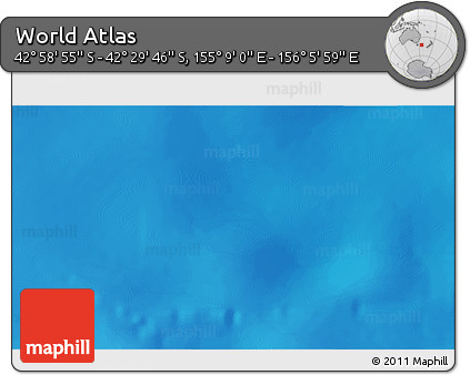 Shaded Relief 3D Map of the Area around 42° 44' 20" S, 155° 37' 30" E