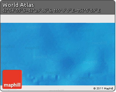 Shaded Relief 3D Map of the Area around 42° 44' 20" S, 155° 37' 30" E