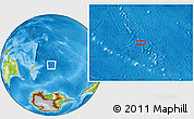 Physical Location Map of the area around 42° 44' 20" S, 157° 10' 30" W