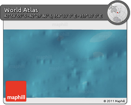 Satellite 3D Map of the Area around 42° 44' 20" S, 159° 1' 30" E