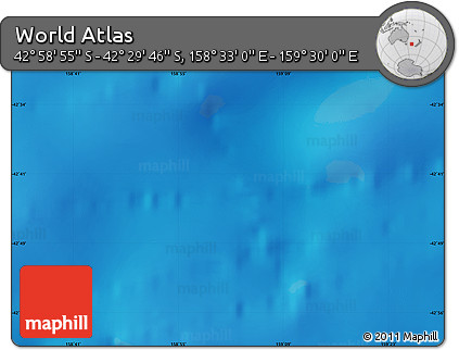 Physical Map of the Area around 42° 44' 20" S, 159° 1' 30" E