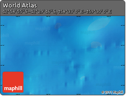 Physical Map of the Area around 42° 44' 20" S, 159° 1' 30" E