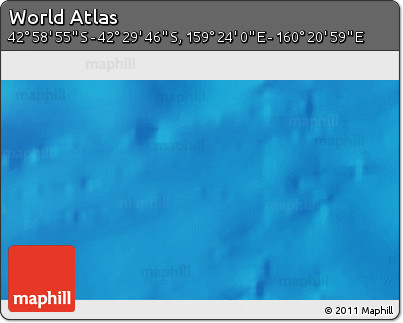Physical 3D Map of the Area around 42° 44' 20" S, 159° 52' 30" E