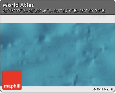 Satellite 3D Map of the Area around 42° 44' 20" S, 159° 52' 30" E