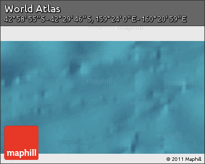 Satellite 3D Map of the Area around 42° 44' 20" S, 159° 52' 30" E