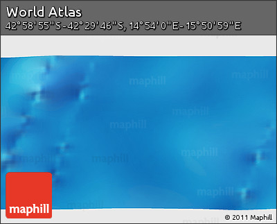 Physical 3D Map of the Area around 42° 44' 20" S, 15° 22' 30" E