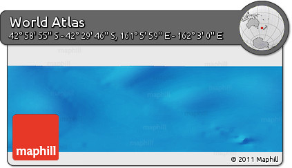 Physical Panoramic Map of the Area around 42° 44' 20" S, 161° 34' 29" E