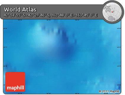 Physical Map of the Area around 42° 44' 20" S, 163° 16' 30" E