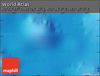 Physical Map of the Area around 42° 44' 20" S, 163° 16' 30" E