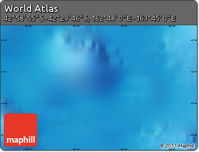 Physical Map of the Area around 42° 44' 20" S, 163° 16' 30" E