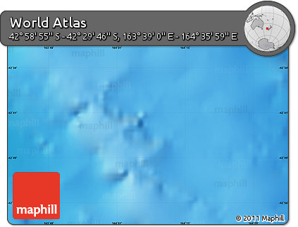 Physical Map of the Area around 42° 44' 20" S, 164° 7' 30" E