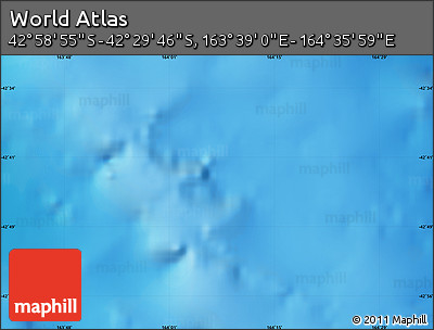 Physical Map of the Area around 42° 44' 20" S, 164° 7' 30" E