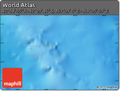 Physical Map of the Area around 42° 44' 20" S, 164° 7' 30" E
