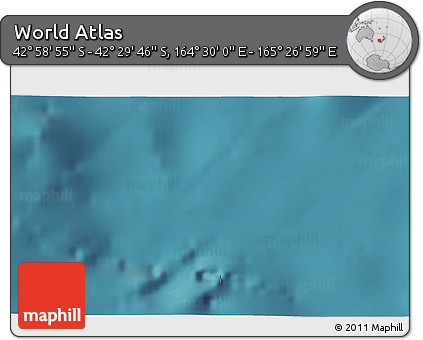 Satellite 3D Map of the Area around 42° 44' 20" S, 164° 58' 29" E